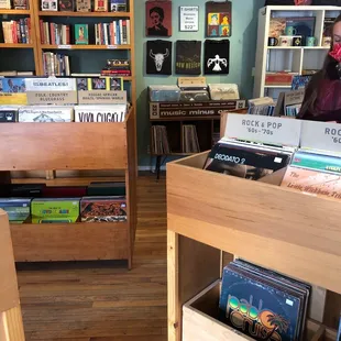 a woman in a record store