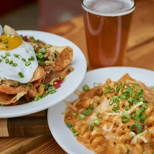 Breakfast nachos. Mac &amp; Chi. (Kimchi Mac and cheese)