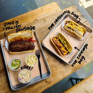 Spicy Italian Sausage, The Carolina Dog; The Chicago Dog