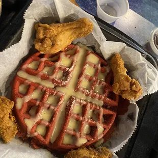 Chicken and Red Velvet Waffle