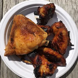 a plate of chicken wings