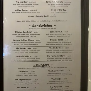 Updated menu
