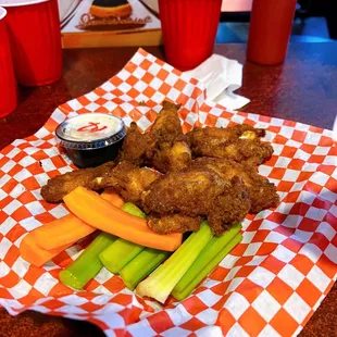 chicken wings and carrots