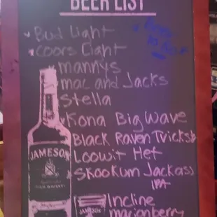 Beer list, Jan 14 2021