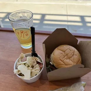 Whirlgig sandwich and pasta salad