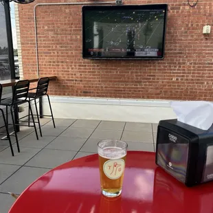 Big screen TV on Rooftop Patio