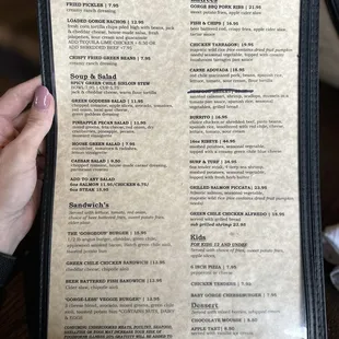 Menu as of 3/20/2024