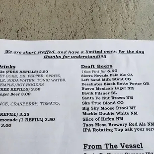 Short staffed/limited menu today 7/28/22