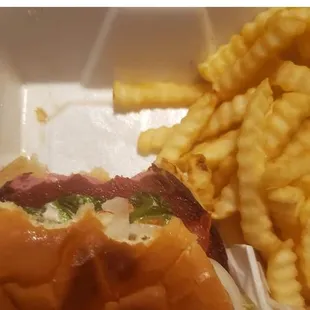 a sandwich and fries