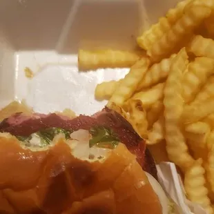 a sandwich and fries