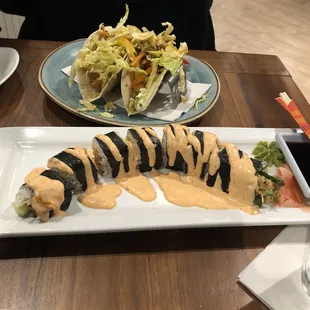 Wicked Shrimp and Tuna Roll and Baja Fish Tacos