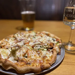 One of the veggie pizzas