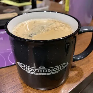 My new coffee mug being used at my desk.