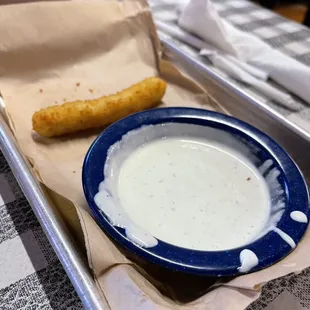 Quickly devoured cheese sticks and (tasted like) homemade ranch