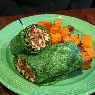 Veggie Wrap + sweet potatoes