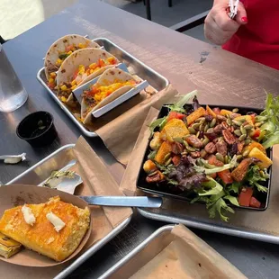 Brisket tacos and salad