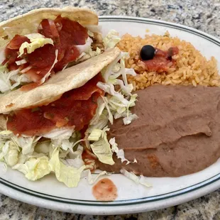 2 tacos combination plate with no cheese