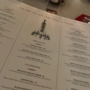 menu