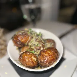 Smashed Yukon potatoes