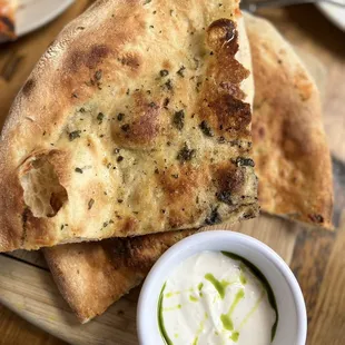 Flat bread with goat cheese dip