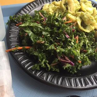 I had a two salad combo, basil pesto tortellini and kale salad! I like the tortellini better, the kale is good but a little too salty for me