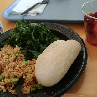 Quinoa and kale salads are good vegan options.