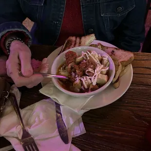 Bowl of Chili with Grilled Cheese