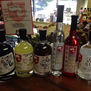 Our current product line-up of our distillery products. Gin, Whiskey, Grappa, Brandy, Coffee Liqueur and Limoncello