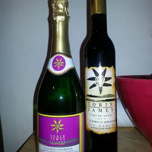 California wine Tobin James' Liquid Love and champagne
