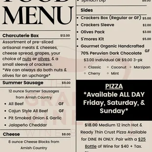Daily Food Menu Offerings