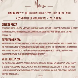 Pizza Menu