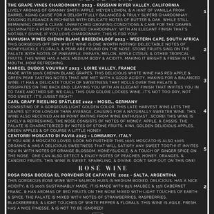 White &amp; Rosé Wine Tasting Menu