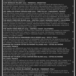 Red Wine Tasting Menu