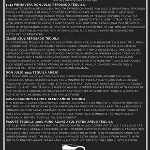 Gold Tequila Tasting Menu