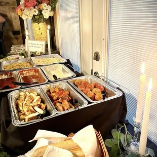 Buffet tables provided