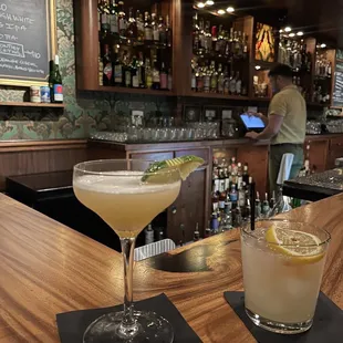 two cocktails on the bar