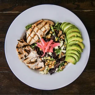 Michigan Cherry Salad with added chicken and avocado.
