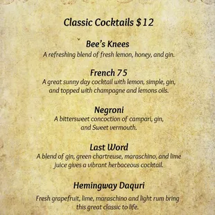Classic Cocktails