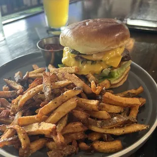 Smash burger and fries