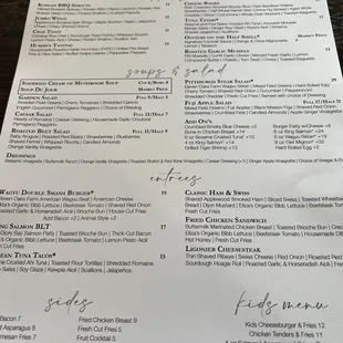Lunch menu