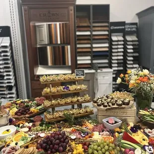 Lush lay grazing table with added canapés
