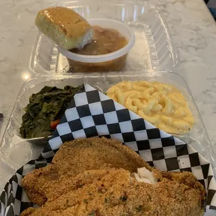 Southern Fried Catfish, Southern-Style Greens, The Ultimate Mac and Cheese