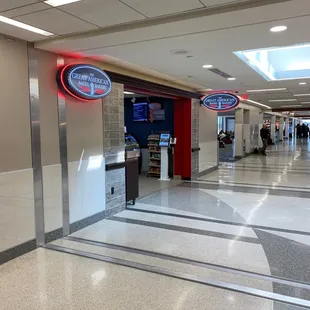 the entrance to the great american bagel bakery