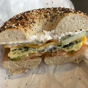 Spinach Omelet Breakfast with bonus veggies on everything.