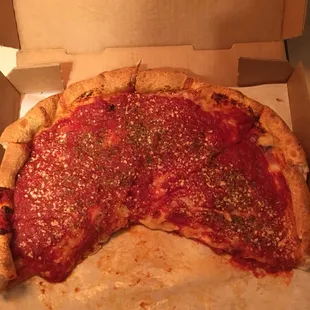 14" deep dish...minus 2 pieces...sorry I was hungry!