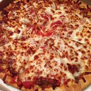 The Bismarck. Spaghetti and meatballs on pizza!