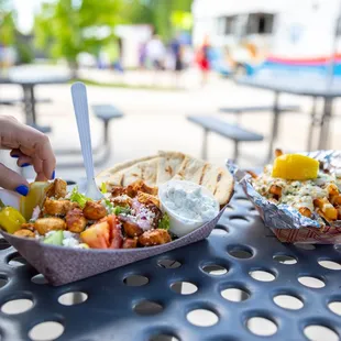 Greek Salad w/ Chicken &amp; Feta Fries