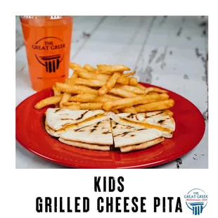 KIDS GRILLED CHEESE PITA
Melted American Cheese in Pita Bread with Rice or French Fries
(Vegetarian)