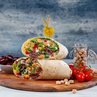 a burrito cut in half