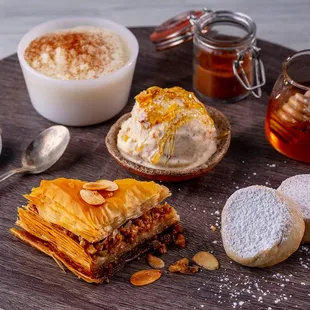 a variety of desserts